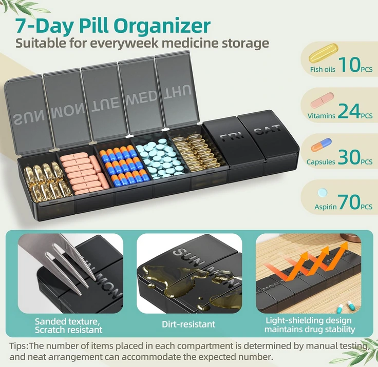Screenshot 2025-11-28 at 09-10-25 Amazon.com Organizador semanal de píldoras contenedor portátil para píldoras compartimentos grandes soporte diario para vitaminas aceites de pescado o suplementos caja sin BPA color negro T[...].webp