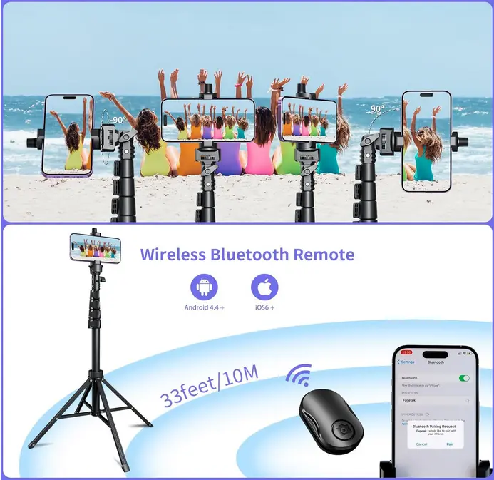 Screenshot 2025-07-17 at 22-56-26 Amazon.com Fugetek Trípode selfie stick de 62 pulgadas para iPhone diseño estable de 4 patas control remoto Bluetooth palo y piernas de aluminio ligero portátil todo en uno compatible con i[...].webp