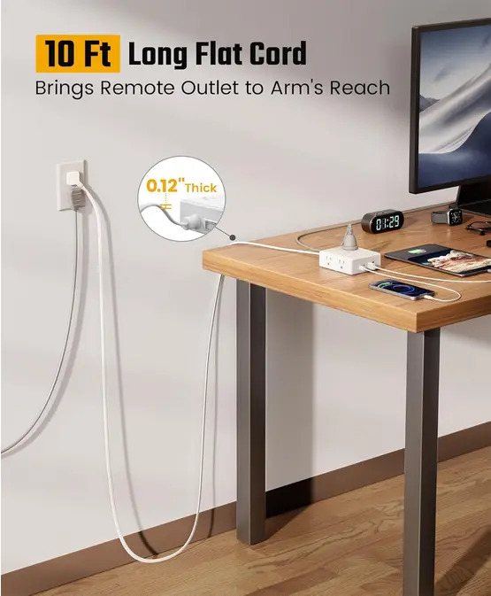 Screenshot 2025-09-23 at 21-46-11 Amazon.com Cable de extensión de 10 pies con múltiples tomas regleta protectora de sobretensiones de enchufe plano cable de 10 pies de largo 8 salidas y 4 puertos USB (2 USB C) estación de [...].webp