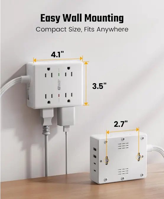 Screenshot 2025-09-23 at 21-46-33 Amazon.com Cable de extensión de 10 pies con múltiples tomas regleta protectora de sobretensiones de enchufe plano cable de 10 pies de largo 8 salidas y 4 puertos USB (2 USB C) estación de [...].webp