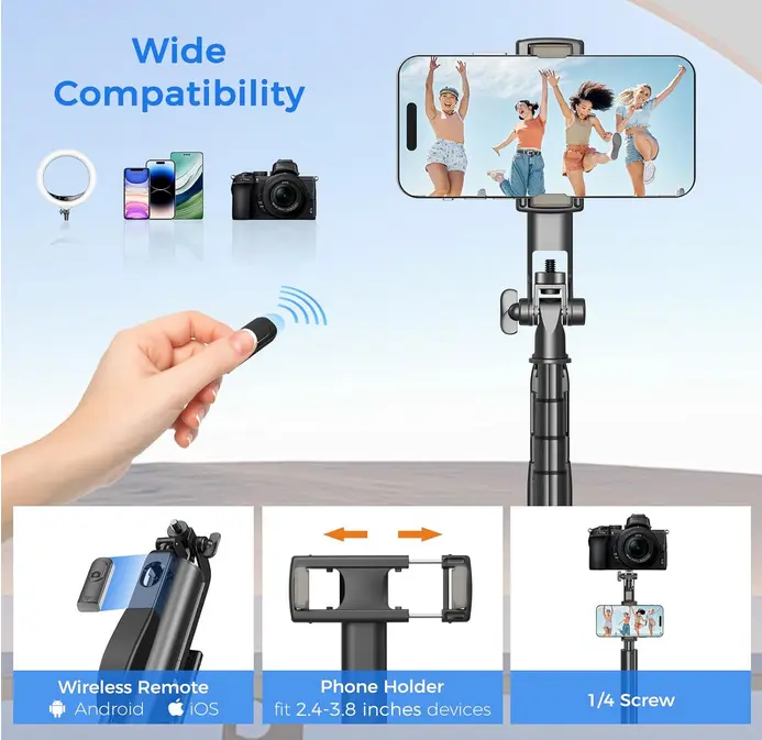 Screenshot 2025-09-24 at 00-09-44 Amazon.com Trípode de viaje para teléfono celular con control remoto y soporte para teléfono palo selfie extensible para iPhone trípode de iPhone para grabación de video soporte de trípode [...].webp