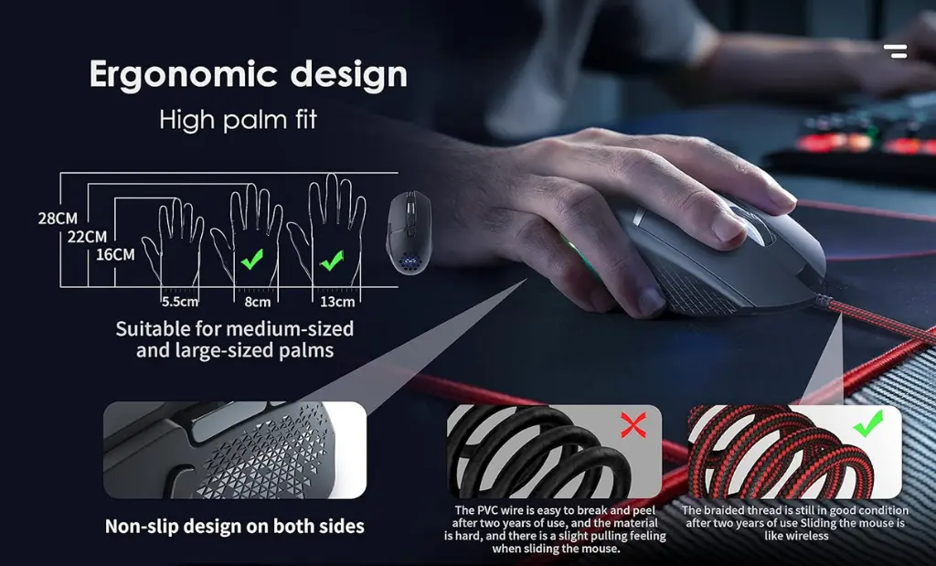 Screenshot 2025-10-23 at 11-36-26 Amazon.com Ratón para juegos con cable C300 mouse con cable con retroiluminación RGB para computadora pesos ajustables 12800 DPI ajustables y 7 botones programables ratones para juegos de P[...].webp