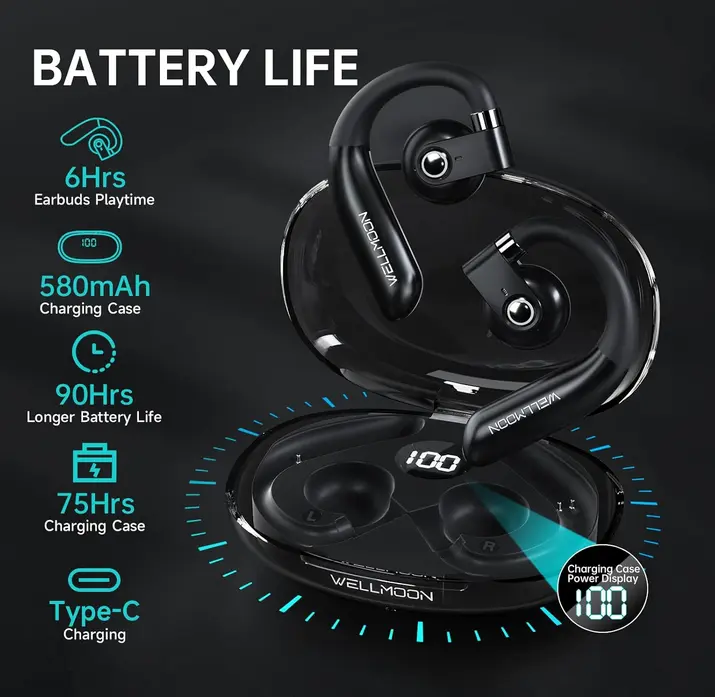 Screenshot 2025-10-23 at 14-09-50 Amazon.com WELLMOON Auriculares inalámbricos Bluetooth 5.3 con ganchos para los oídos ajuste de 85° transmisión de sonido direccional de 90 horas de reproducción sonido premium llamada HD a[...].webp
