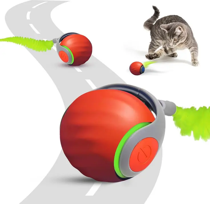 🐾 Bola Eléctrica 2.0 para Gatos – Juguete Interactivo con Movimiento Automático y Cola Reemplazable