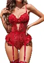 ❤️ Body Sexy de Encaje Rojo – Transparente, Ajuste Perfecto y Entrepierna con Broche | Talla L
