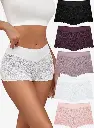 👙 Pack de 5 Cacheteros Cortos de Encaje – Transpirables, Cómodos y Sexy, con Cintura Elástica | Talla M