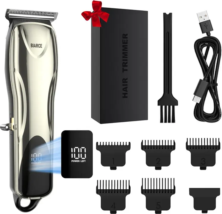 💈 Recortadora de Barba y Cabello – 5 Peines, Pantalla Digital y Carga USB