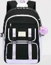🎒 Mochila Escolar Juvenil con Compartimiento para Portátil – Negra con Detalles Lila