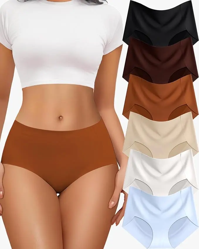 🌈 Pack de 6 Panties sin Costuras – Cintura Alta, Suaves y Transpirables | Talla S, M, L. 