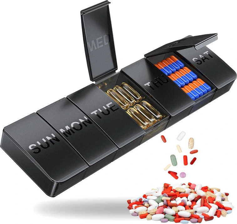 Pastillero Organizador Semanal – Compartimentos Grandes