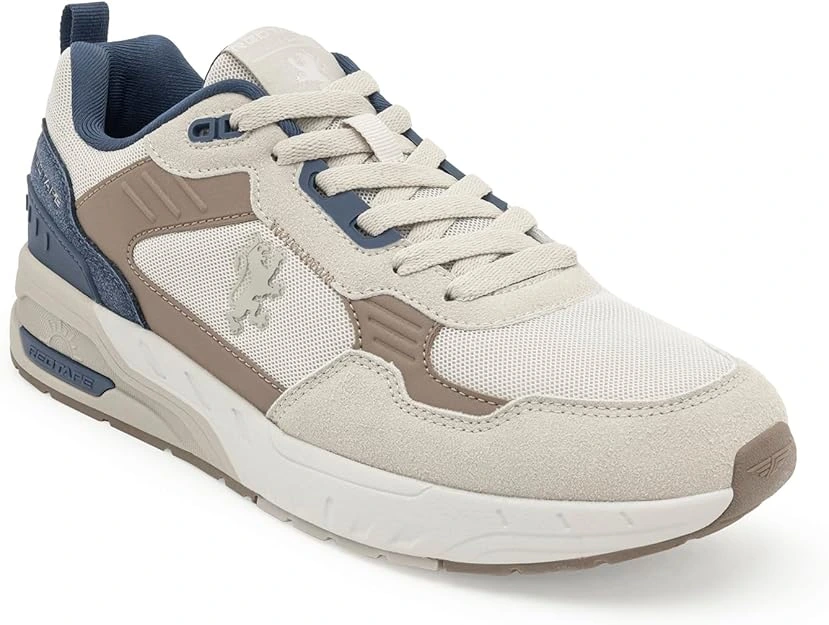 Tenis Casual Hombre Beige/Azul – Cómodos