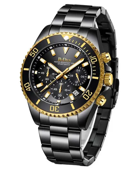 BIDEN - Reloj Ejecutivo Negro & Dorado