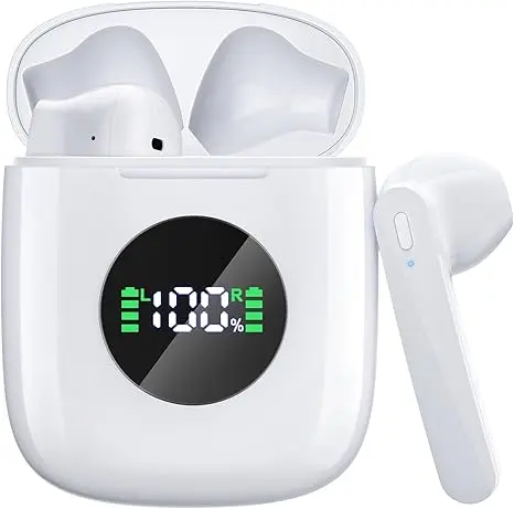 Auriculares Bluetooth con pantalla LED – (Blanco)