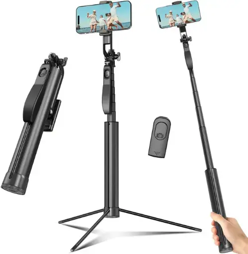 📸 Trípode 72” – Con Control Remoto, Palo Selfie y Soporte Giratorio para iPhone y Android