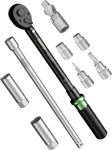 🔧 Juego de Llaves Dinamométricas 3/8" – Ajustable 3.69-44.25 ft.lb (5-60 N·m), con Extensión y Dados