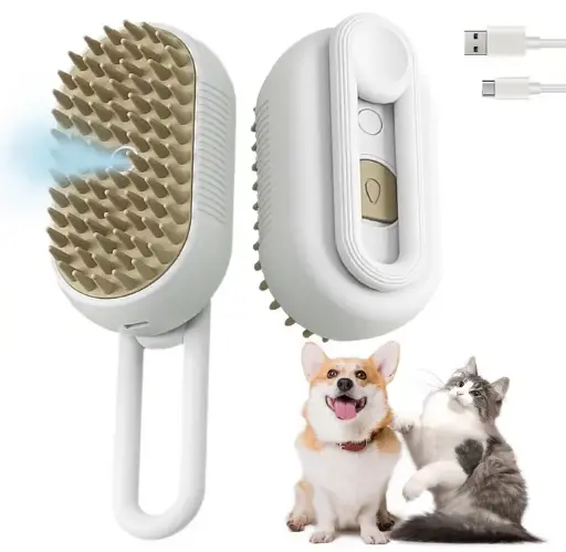 🐱 Cepillo 3 en 1 de Vapor para Gatos y Perros – Suave, Eficiente y Recargable