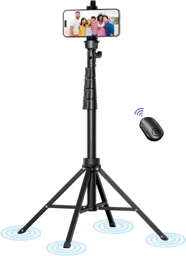 [FT-779] Trípode selfie  62", ligero y plegable con patas estables, control remoto Bluetooth