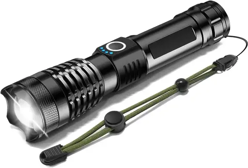 [Grande] Linterna LED Recargable – 1500 Lúmenes, 5 Modos, Impermeable IPX4 y Zoom Ajustable