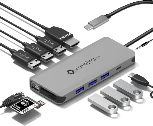 Hub USB-C Nov8tech 12 en 1 – Para MacBook y Portátiles